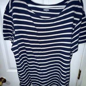 Old Navy Navy and White Striped Short Sleeve Tee